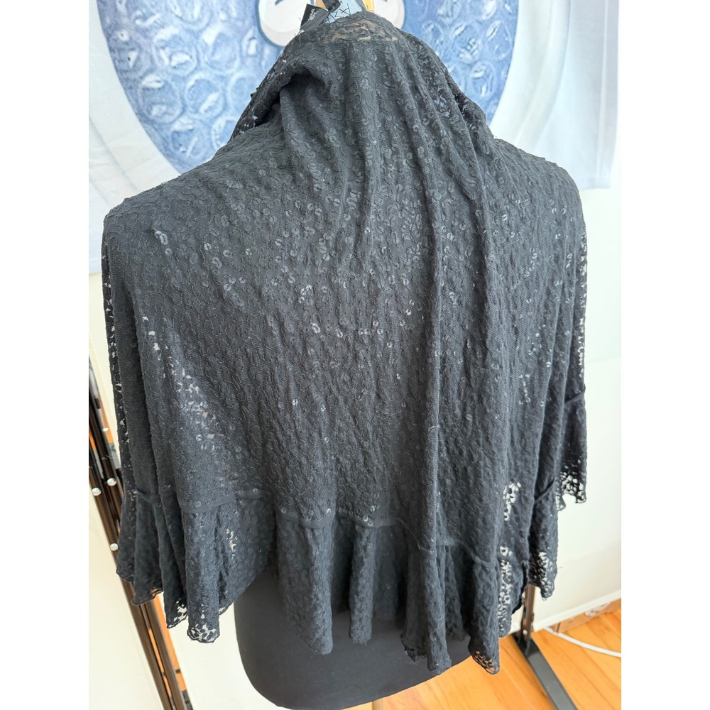 J Kara New York Black Sequined Lace Wrap Shawl Evening Shrug One Size NWT - Picture 3 of 8